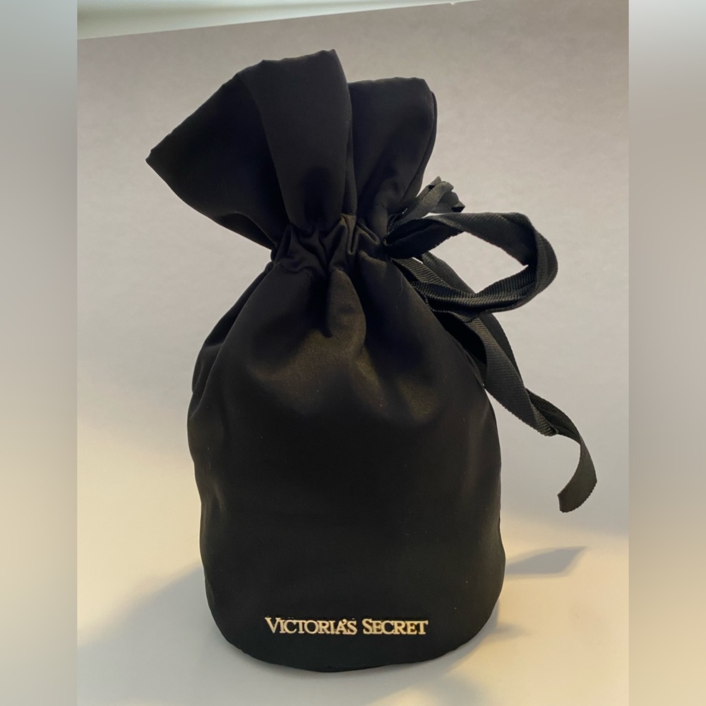 Victoria’s Secret black satin drawstring linguine bag